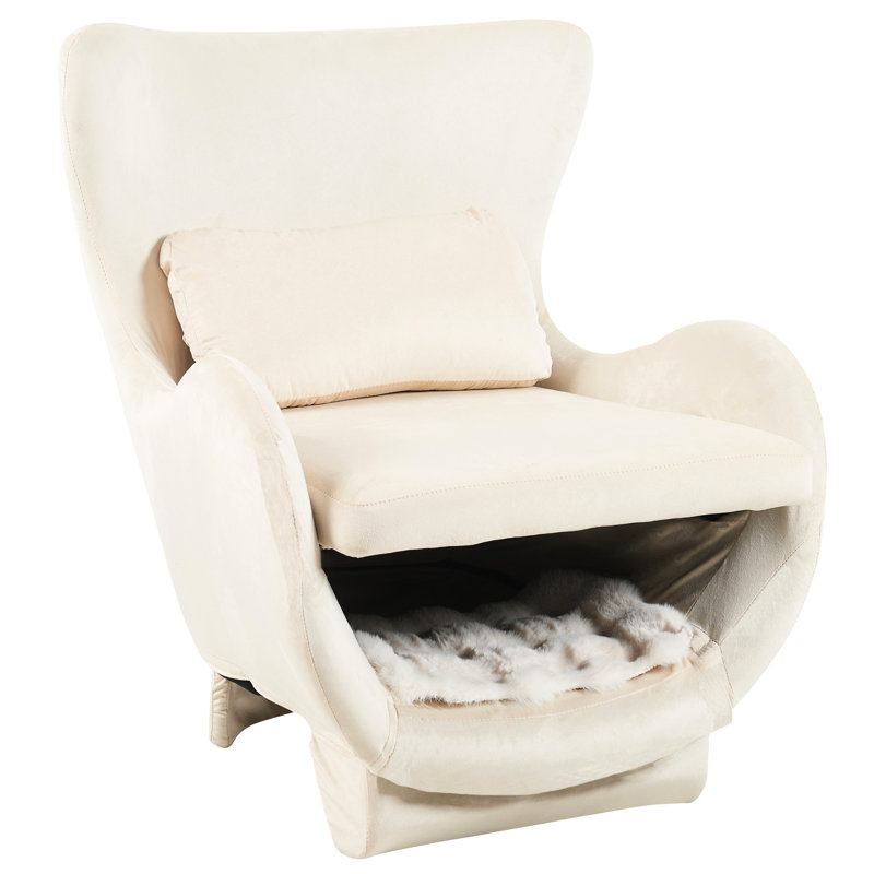 Chaise pour animal 2 en 1 en velours blanc avec esthétique Mid-Century et courbe ergonomique pour le décor de la chambre à coucher