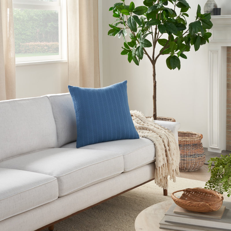 Housse de coussin carrée 100% coton, Bleu