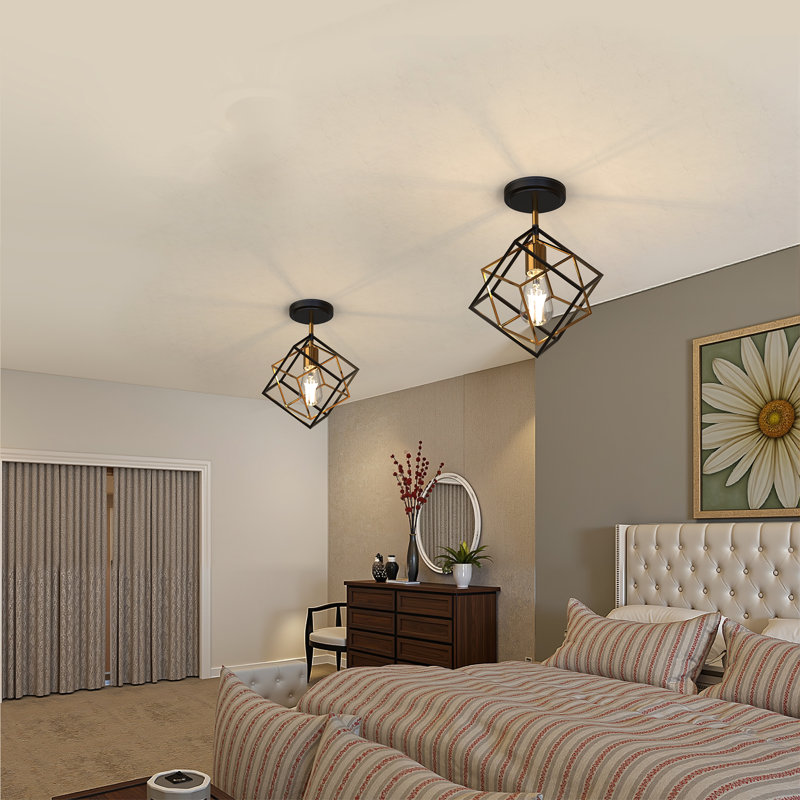 9'' (H) Geometric Semi Flush Mount Ceiling Lighting Square Pendant Light
