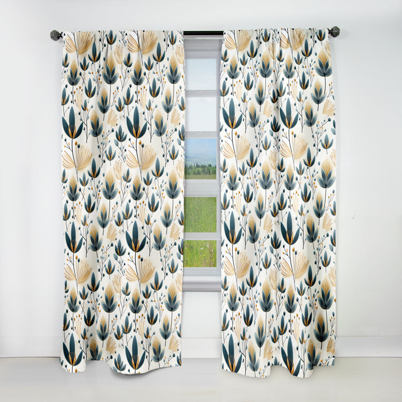 Collage scandinave jaune et blanc - panneaux de rideaux botaniques, L 52 po x L 63 po