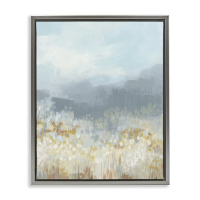 Foggy Grey Mountains Framed Floater Canvas Wall Art by June Erica Vess