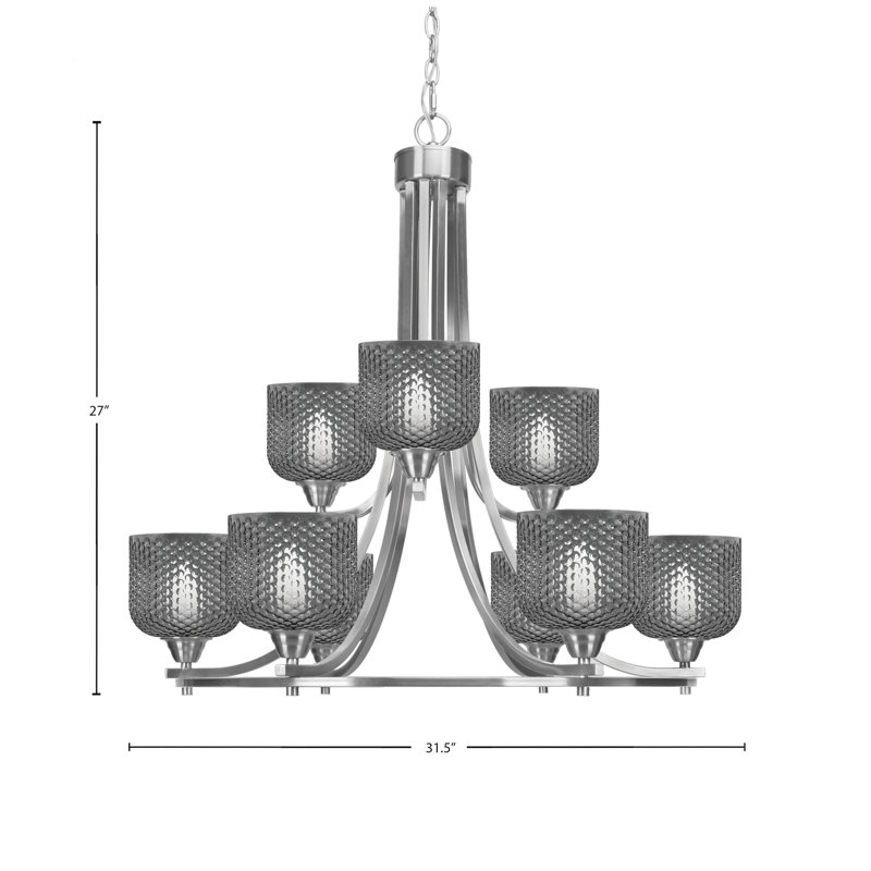 Lustre 9 lumières Paramount, Nickel brossé, Noir