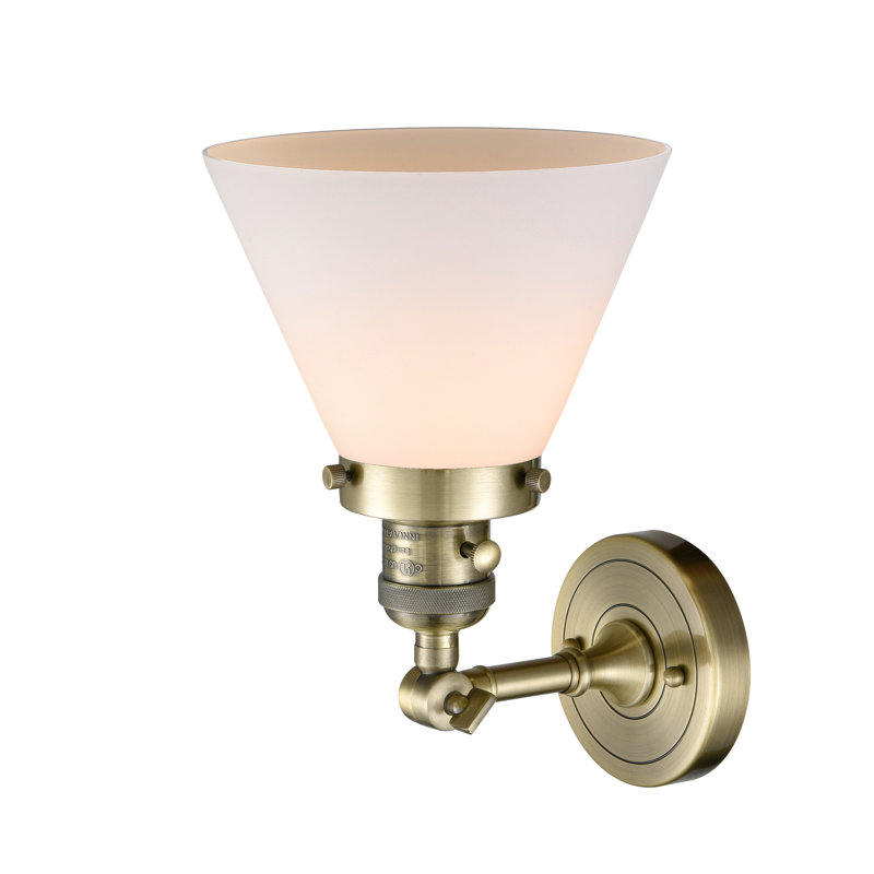 Applique murale 1 lumière Cone, Boîtier blanc mat, Nickel poli, Ampoule non incluse