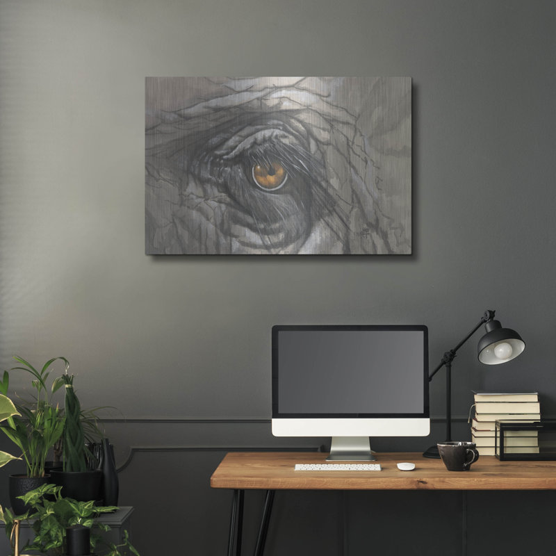 «EyeCatching Elephant» par Barbara Keith sur métal, H 24 po x l 36 po