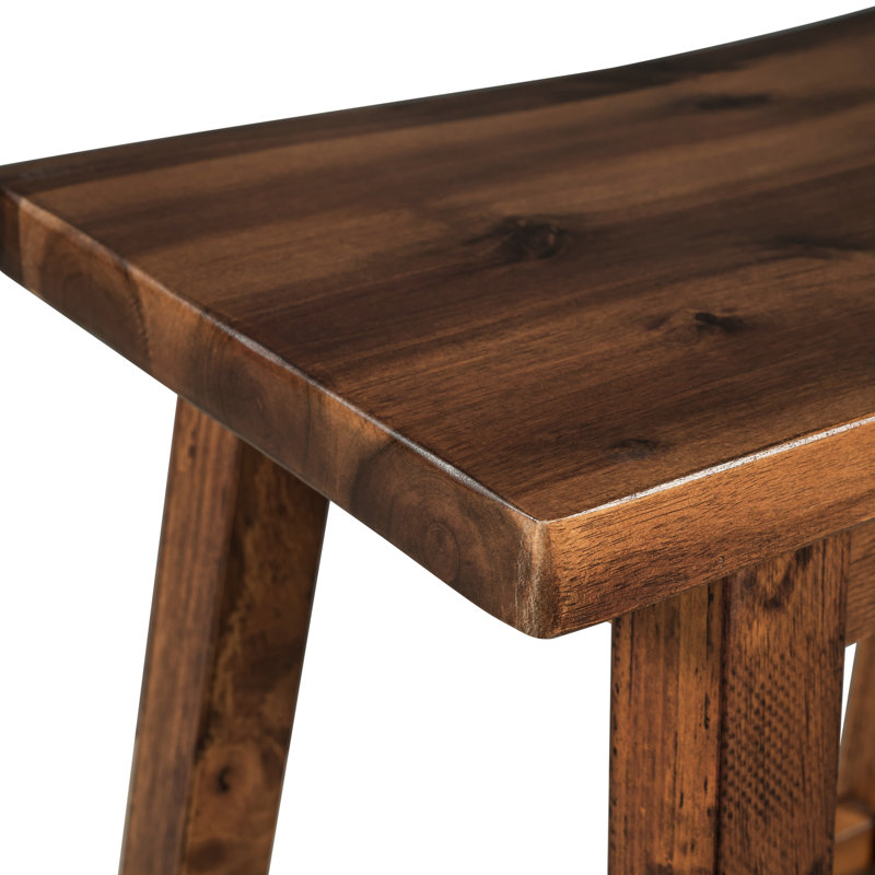 Tabourets à hauteur de comptoir en noyer - rustique, espace optimisé pour les petites pièces (2 tabourets, texture