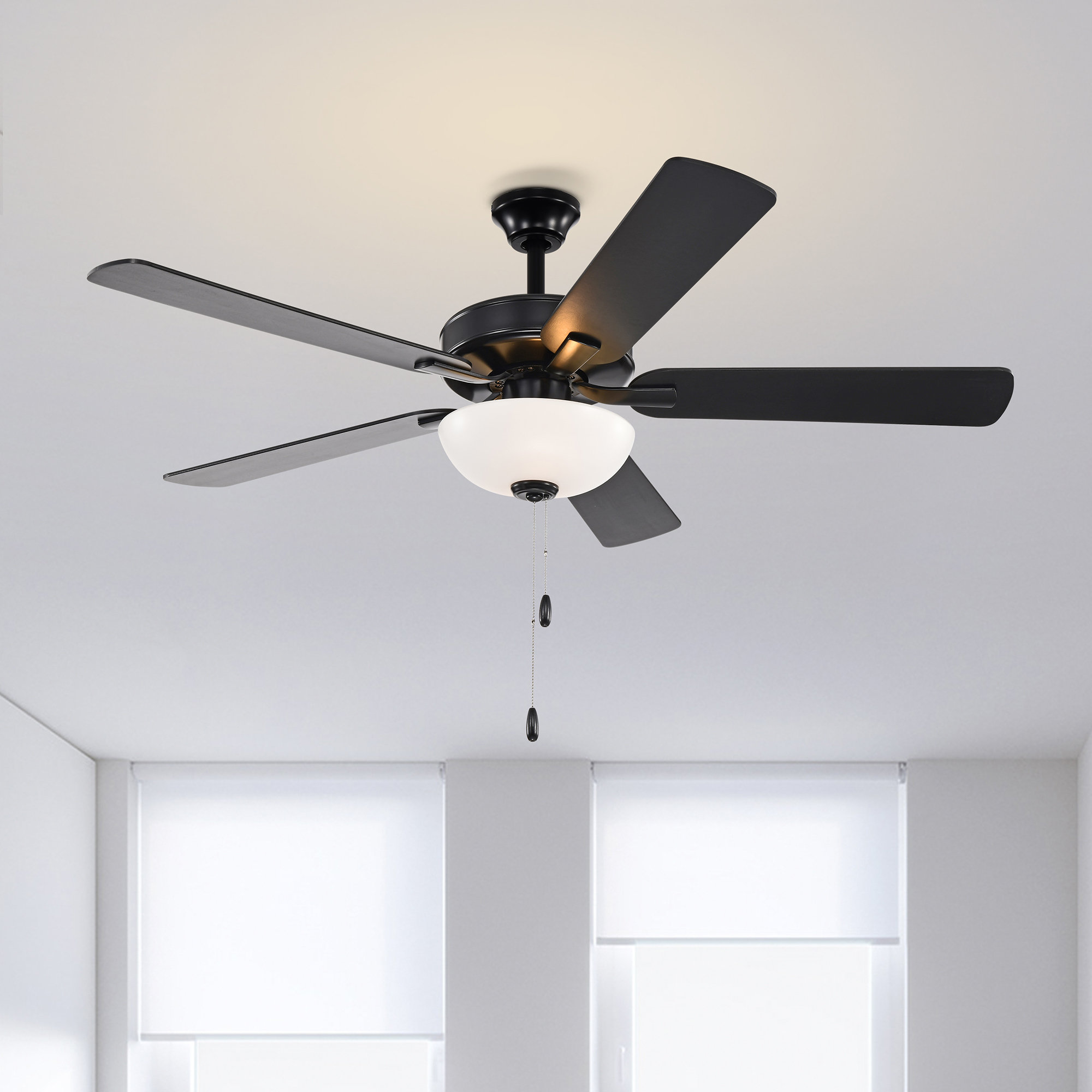 Derell 52 Ceiling Fan Winston Porter Finish: Matte Black with Black / Rustic Charcoal Blades