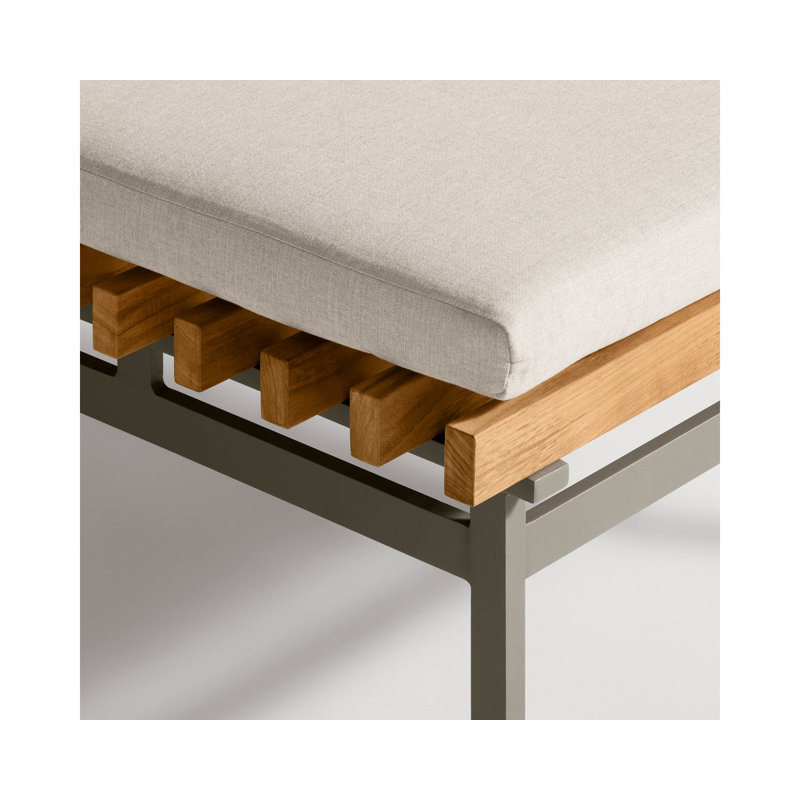 Perch Outdoor Teak Ottoman, Toohey Charcoal, Charcoal