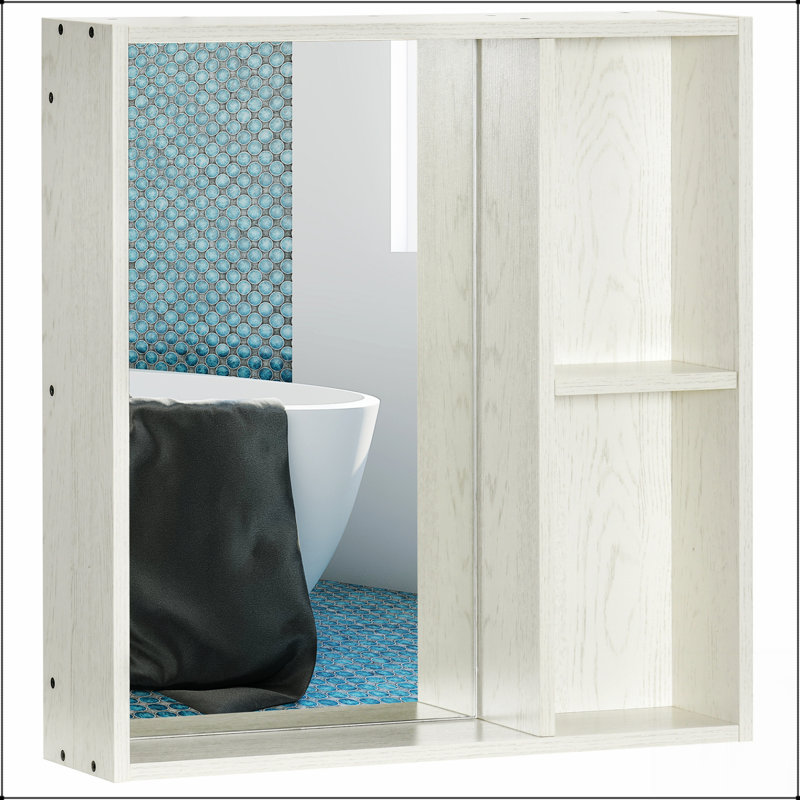 Armoire à pharmacie murale avec miroir et tablettes de rangement, idéale pour les petits espaces et les salles de bain modernes
