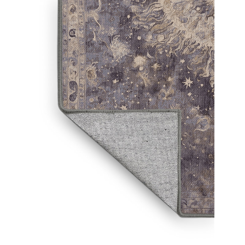 Machine Washable Gray Area Rug, Rectangle 7' x 10'