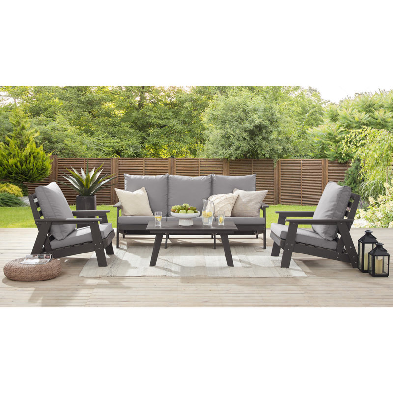 Nikolas Plastic 5 - Person Patio Conversation Set with Cushions
