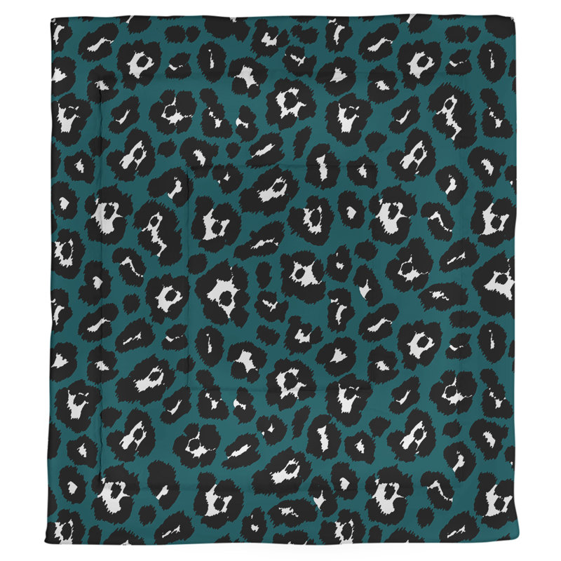 Polyester Animal Print Comforter, Queen Comforter, Teal/Black/White