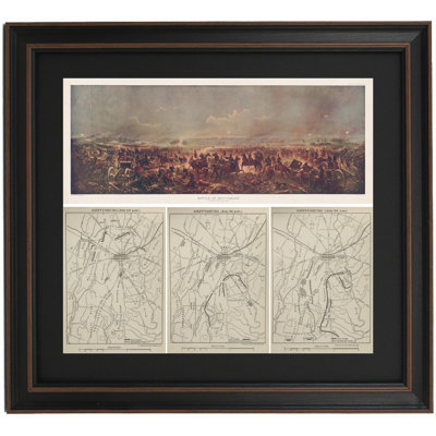 Battle Of Gettysburg Illustration And Three Day Troop Movement Maps | Framed Print