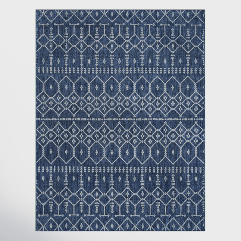 Tapis intérieur / extérieur bleu marine Aitken, Rectangulaire 2 pi x 3 pi