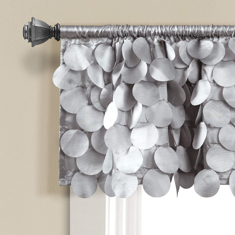 Gigi Scalloped Window Valance, 70" W x 14" L, Light Gray