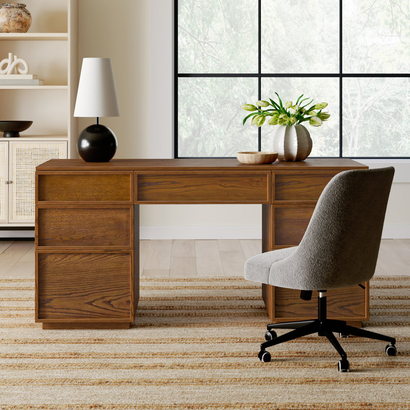 Hudson Executive Desk, Medium Oak