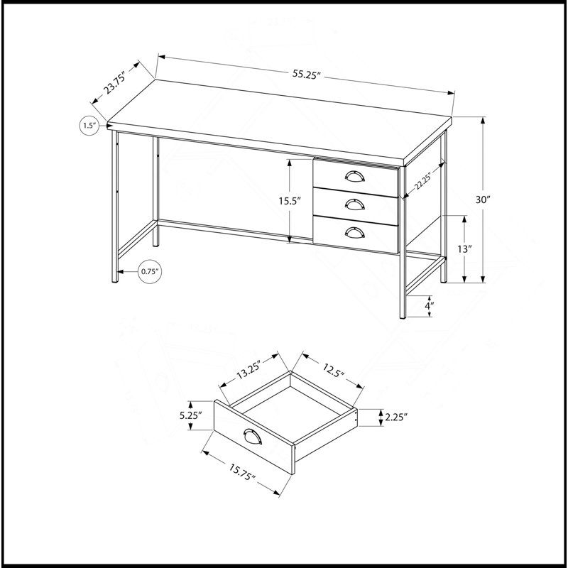 Computer Desk, Home Office, Laptop, Storage Drawers, 55"L, Work, Laminate, Contemporary, Modern, Brown