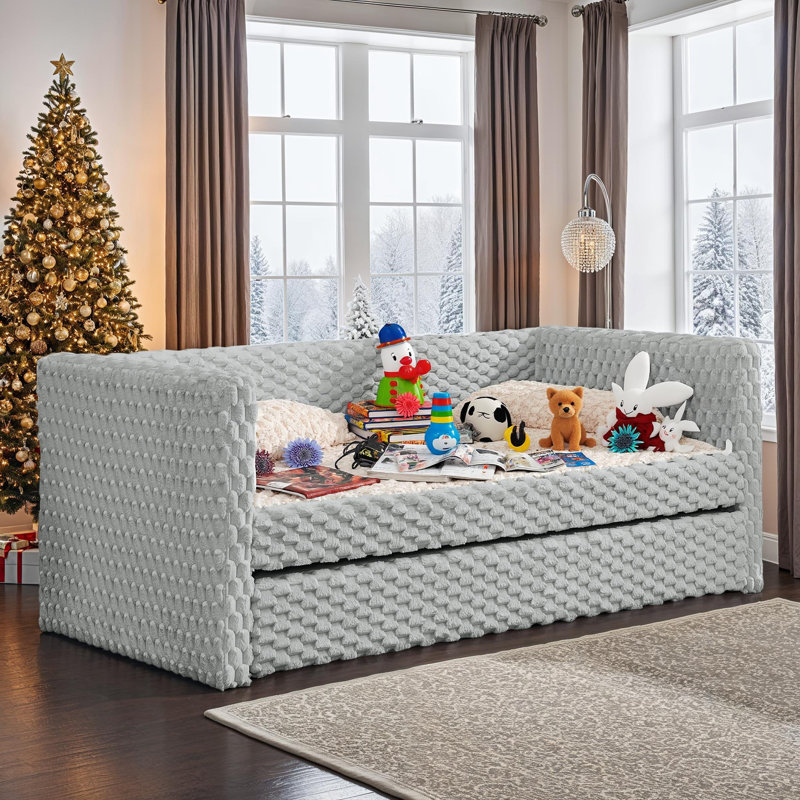 Canapé-lit polyvalent avec accoudoirs et lit escamotable, taille simple, Gris