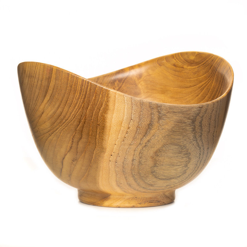 Wavy Menbachi Teak Wood Bowl - Small