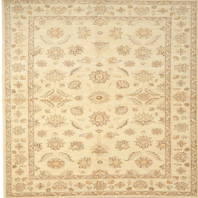Tapis traditionnel heureux beige / brun Heuraux, Rond 8 pi