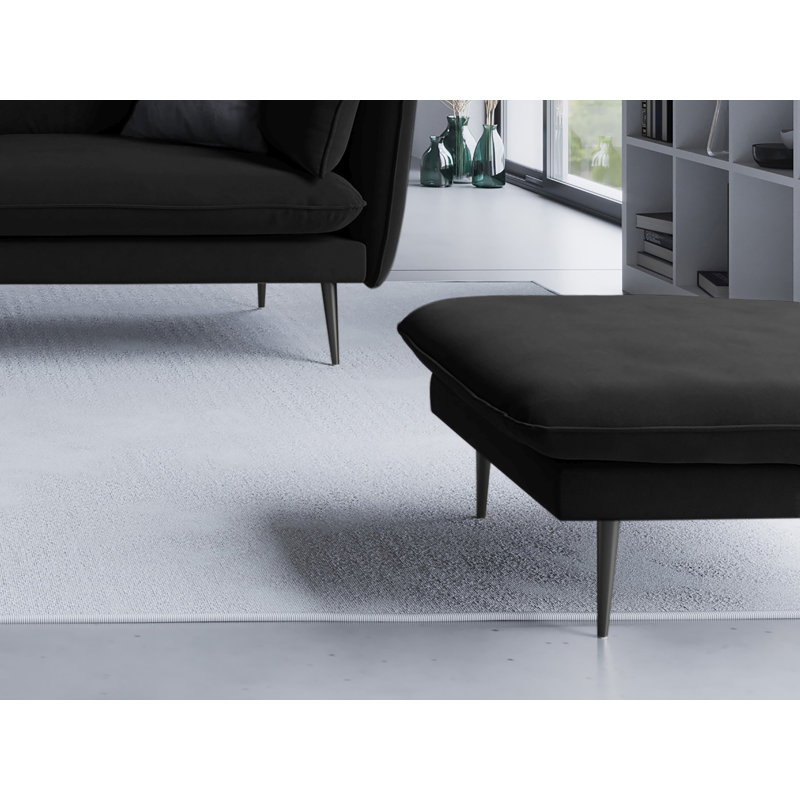 Adoraim 100cm Wide Rectangle Solid Colour Footstool Ottoman, Black, Black