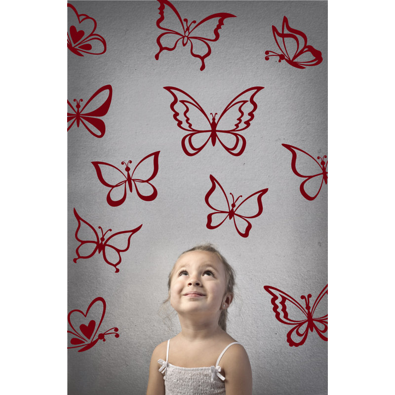 Adhésif décoratif papillon, H 24 po x l 25 po x P 0,01 po, Bourgogne