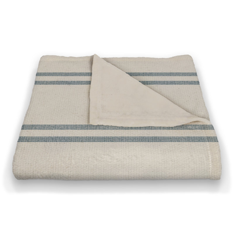 Hand Woven Throw Blanket, Blue/White