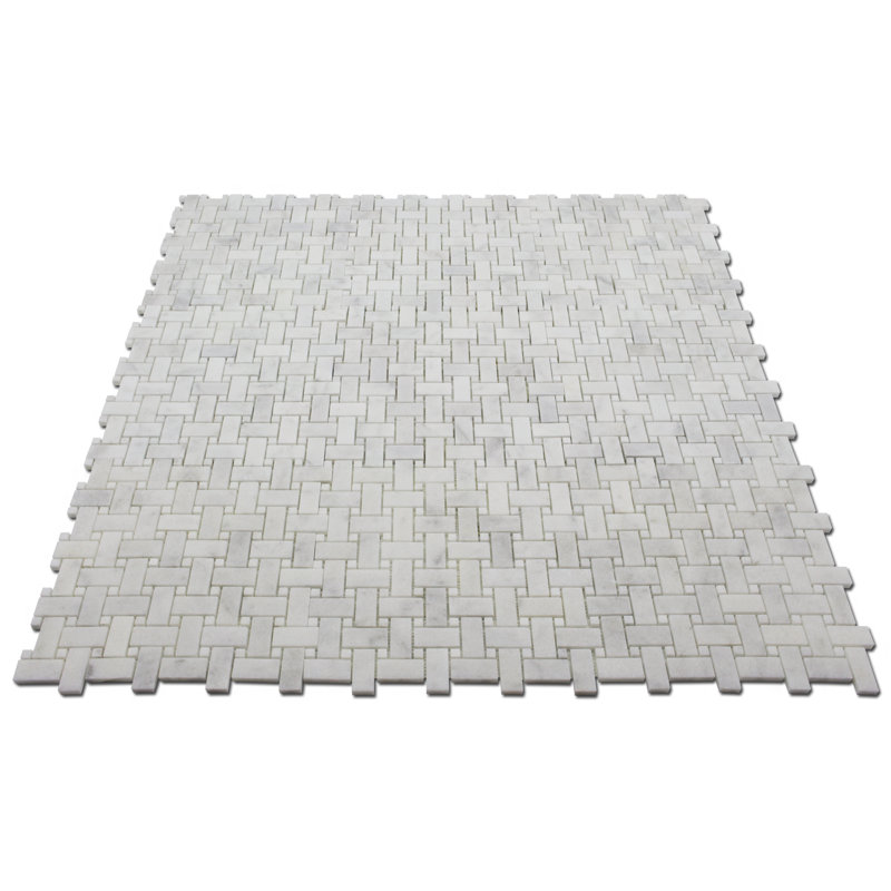Random Sized Marble Basketweave Mosaic Wall & Floor Tile