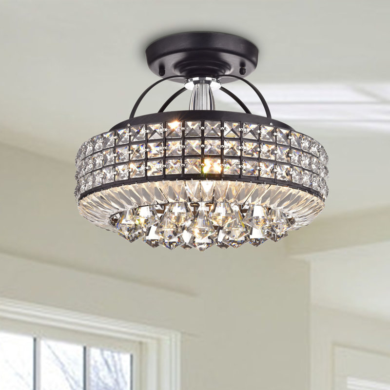 Plafonnier semi-encastré cylindrique de style lustre à 4 lumières 15,3 po Kaius