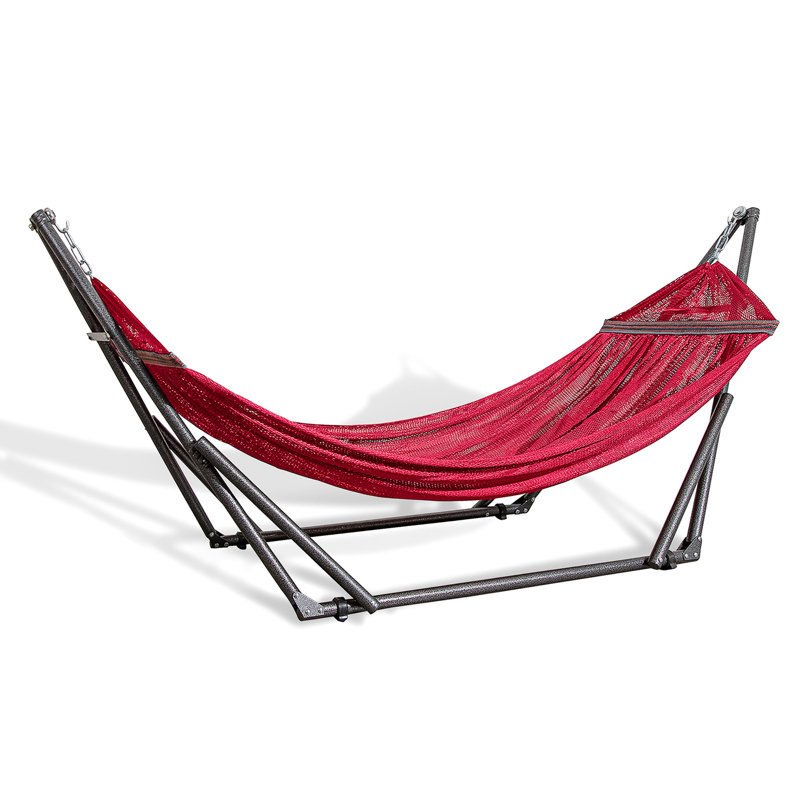 Govan Portable Camping Hammock with Stand, Red, 116" L x 33"W x 39" H