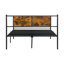 King Bed Frame With Black Decorated Wood Panel Headboard, Steel Metal Structure For Durability And Quietness, Under Storage, Simple Assembly, No Box Spring Needed Construction, Quiet Stable,
