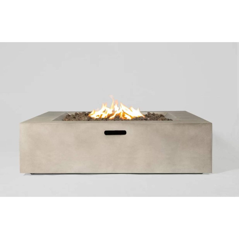 Table de foyer d'extérieur en béton 12 "H, Gris / naturel, H 12,05 po x l 34,05 po x P 34,05 po