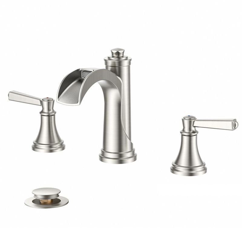 Widespread 2-handle Bathroom Faucet With Drain Assembly, Brushed Nickel