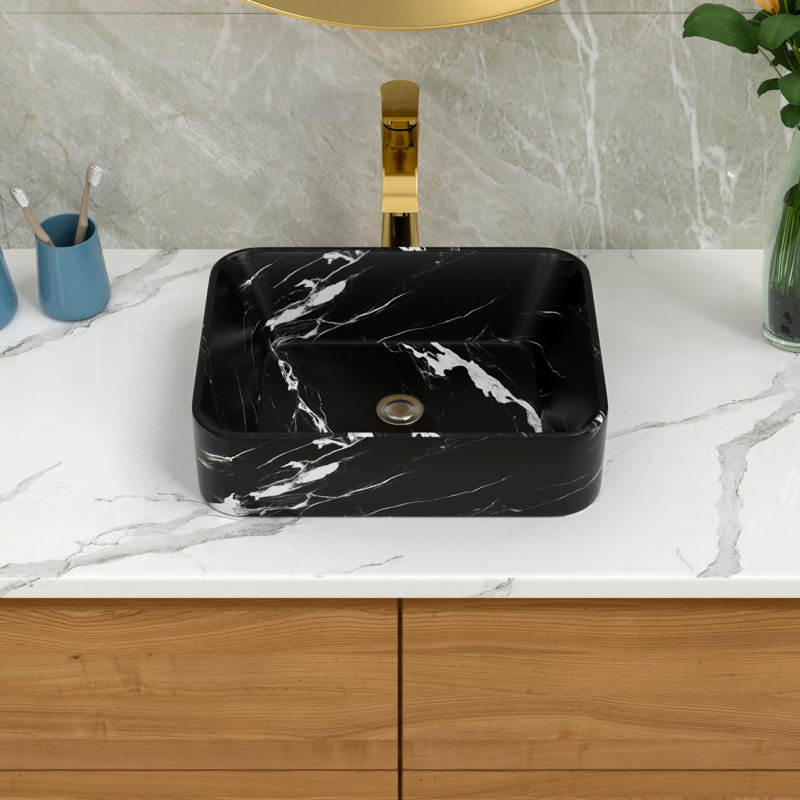 19"x15" Rectangular Vessel Sink, Marble