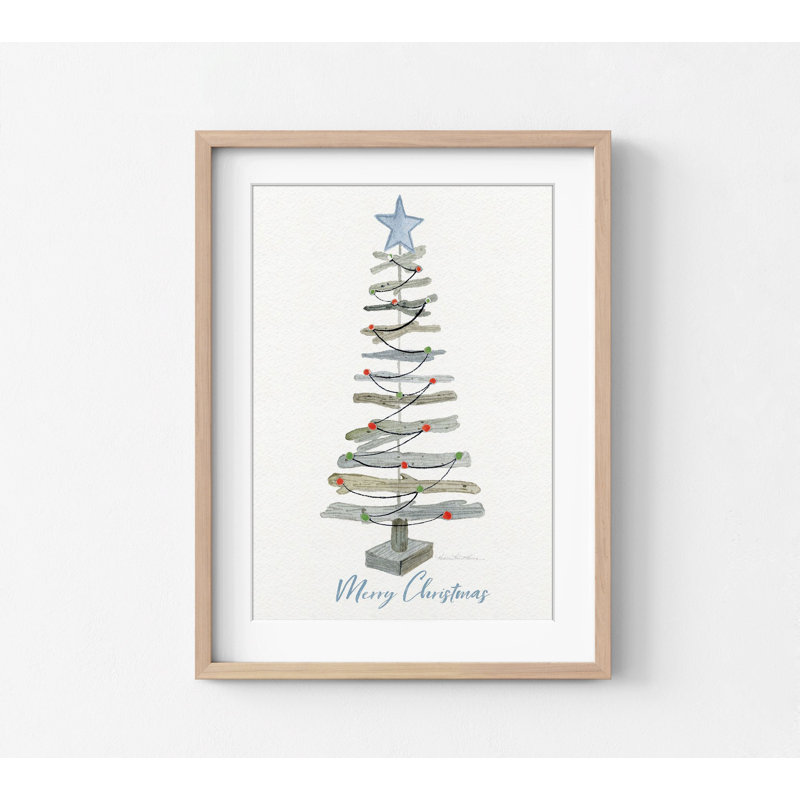 «Coastal Holiday Tree III Red Merry Christmas» par Kathleen Parr Mckenna, œuvre d'art originale de 384, H 42 po x l 56 po