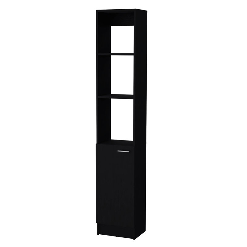 Black Linen Cabinet With Single Door - 5+ Shelves For Bathroom Peace Stylish 1 Door, Charming, Black