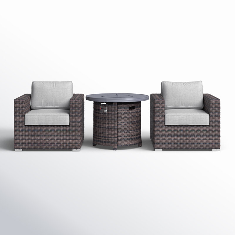 Biles 3-Piece Sectional Seating Group with Cushions, Brown
