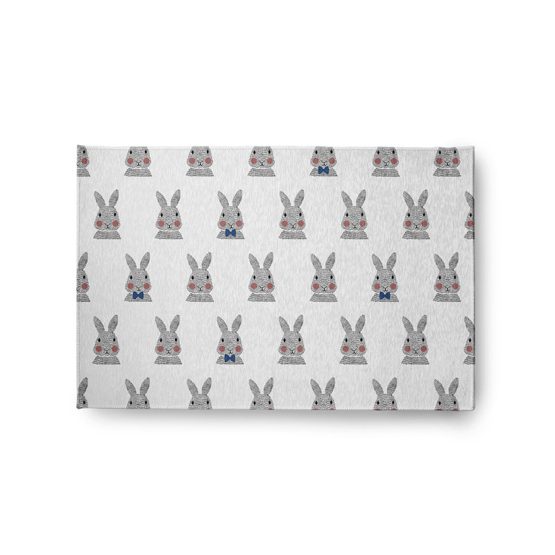 Tapis gris / blanc en chenille tissé à la machine Elioth, Rectangle 2 pi x 3 pi