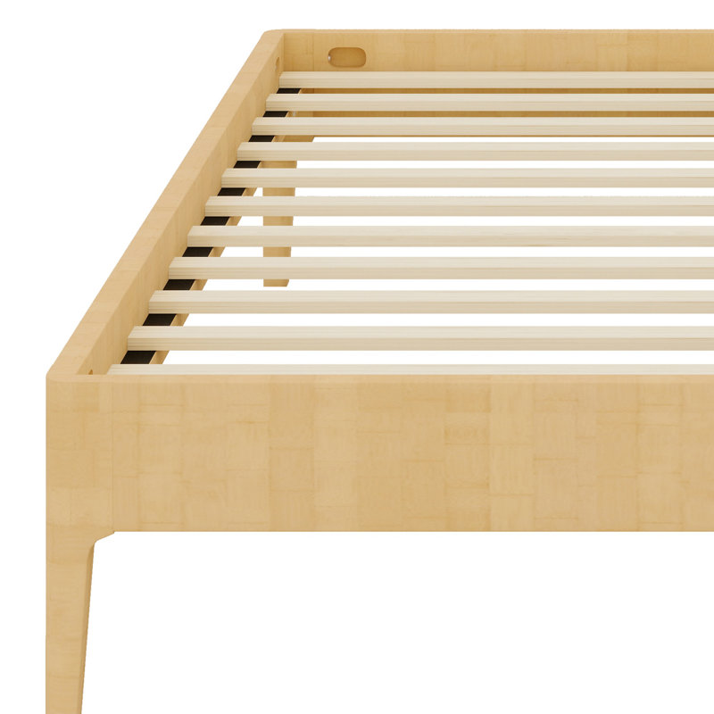 Modern Minimalist Platform Bed, Natural, Queen