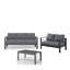 Ensemble de conversation de patio 3 pièces en aluminium 3 pièces, canapé d'extérieur 5 places avec coussins épais gris foncé et structure grise et table basse-1820654020-1820654074