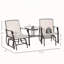 Fauteuils à bascule d'extérieur avec table basse, balançoire à bascule 2 places pour terrasse et jardin, beige