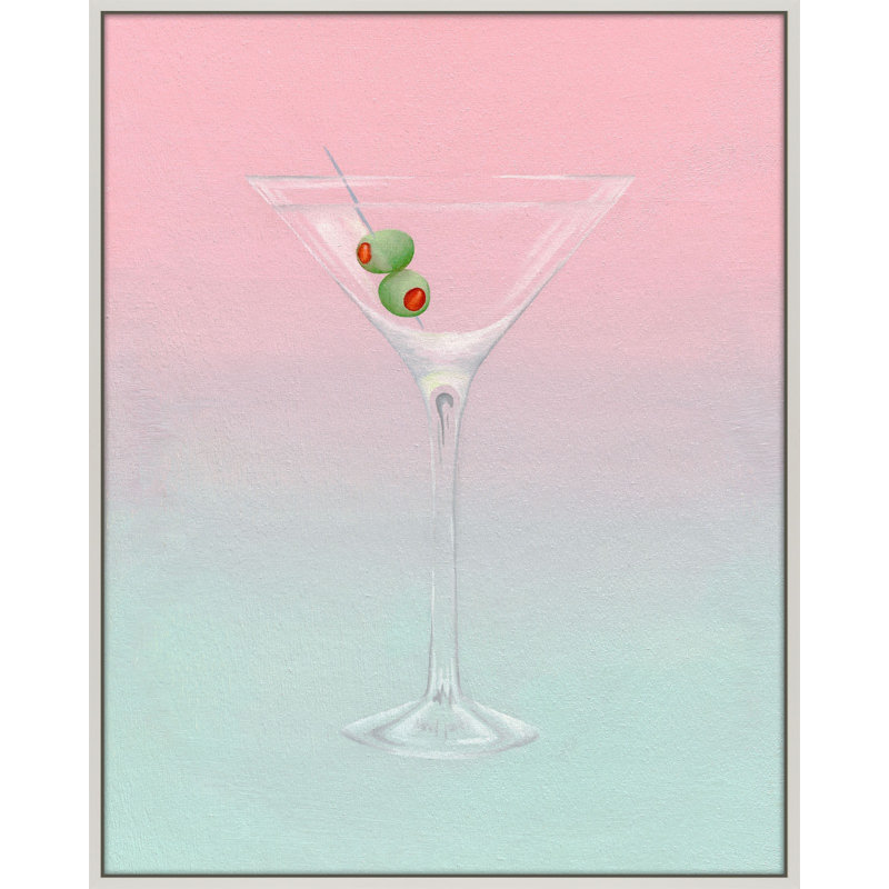 Olive Martini Print by Katy Montica, White Framed Canvas, 30" H x 24" W x 1.38" D