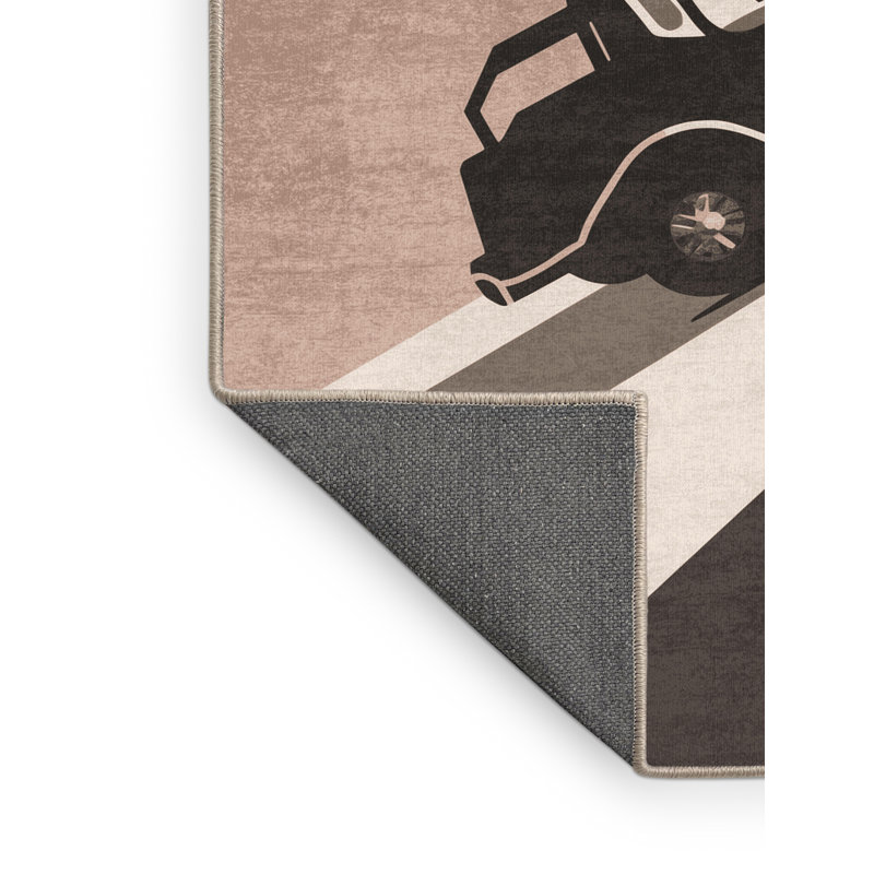 Tapis beige moelleux moelleux et moderne Eddleman, 5 x 7