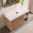 36" Modern Light Wood Bathroom Vanities with Glossy Sintered Stone Countertop, Fluted Wood Cabinet, Not Sink Included