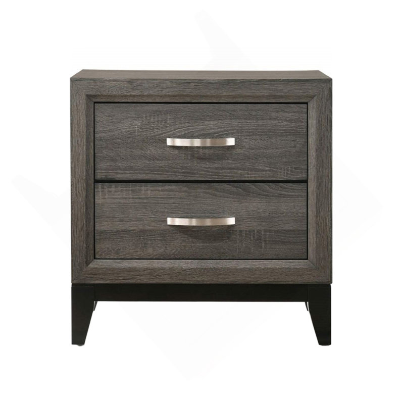 Table de chevet en bois avec 2 tiroirs au fini gris patiné