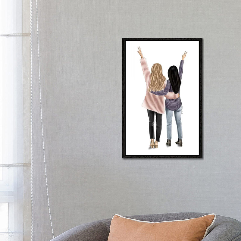 Friends by Elza Fouche - Painting on Canvas, 66.04cm H x 45.72cm W x 3.81cm D, Black Framed