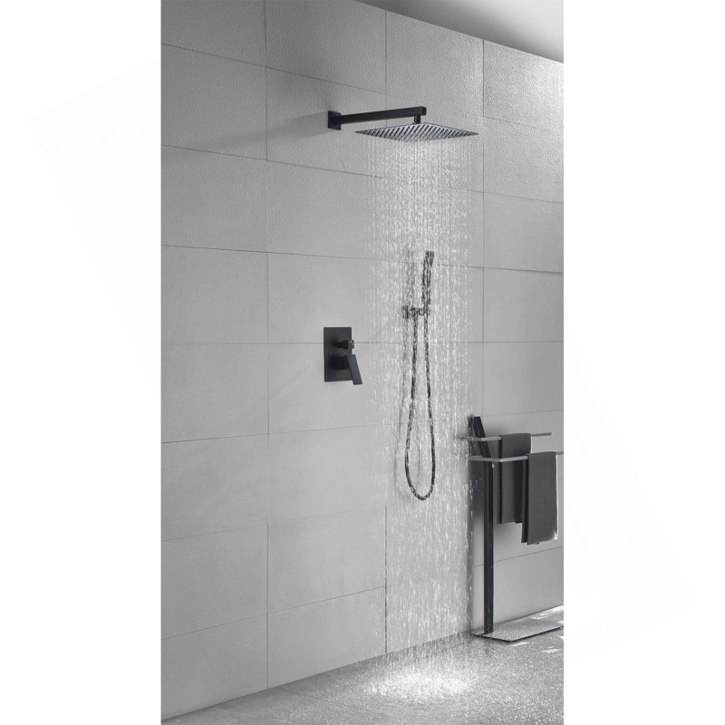 Douche de pluie 12 po, Noir mat