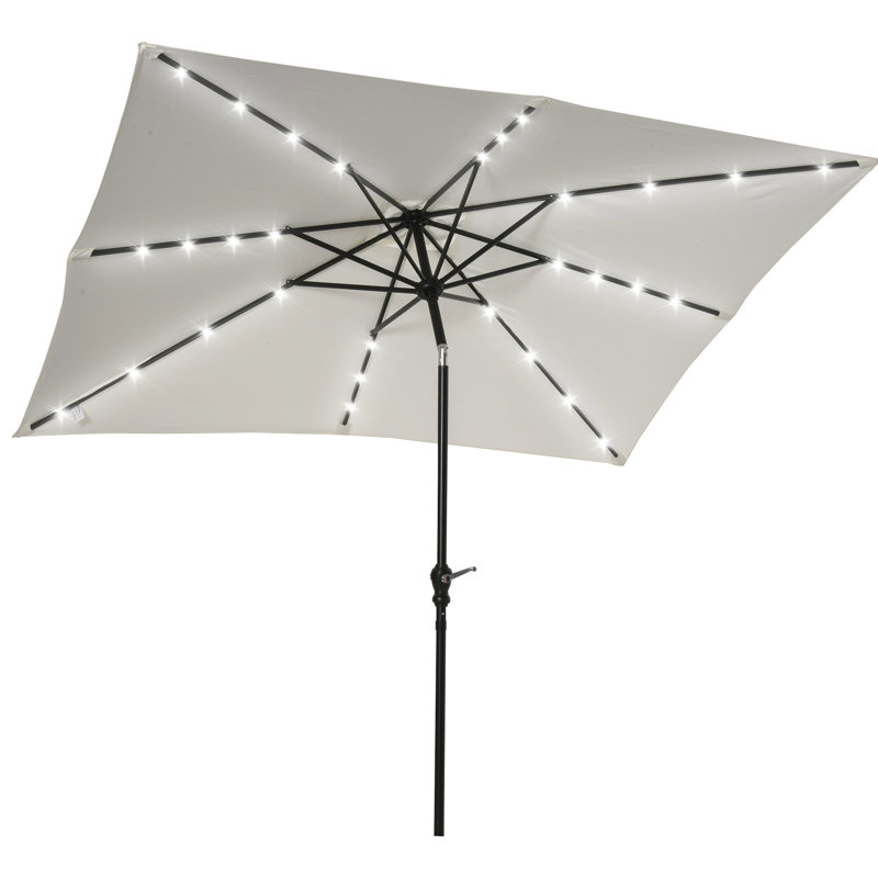 Parasol solaire 9 'x 7' avec lumières à DEL - inclinable, facile à utiliser, abat-jour extérieur pour jardin, terrasse, cour, piscine 7 ', protection solaire inclinable, multiple