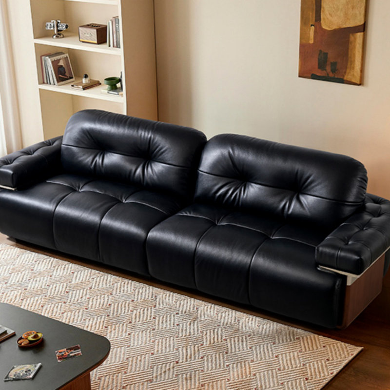 Bauhaus Retro Straight Black Sofa