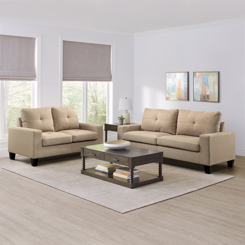 Ensemble de salon 2 pièces, 100 % lin beige