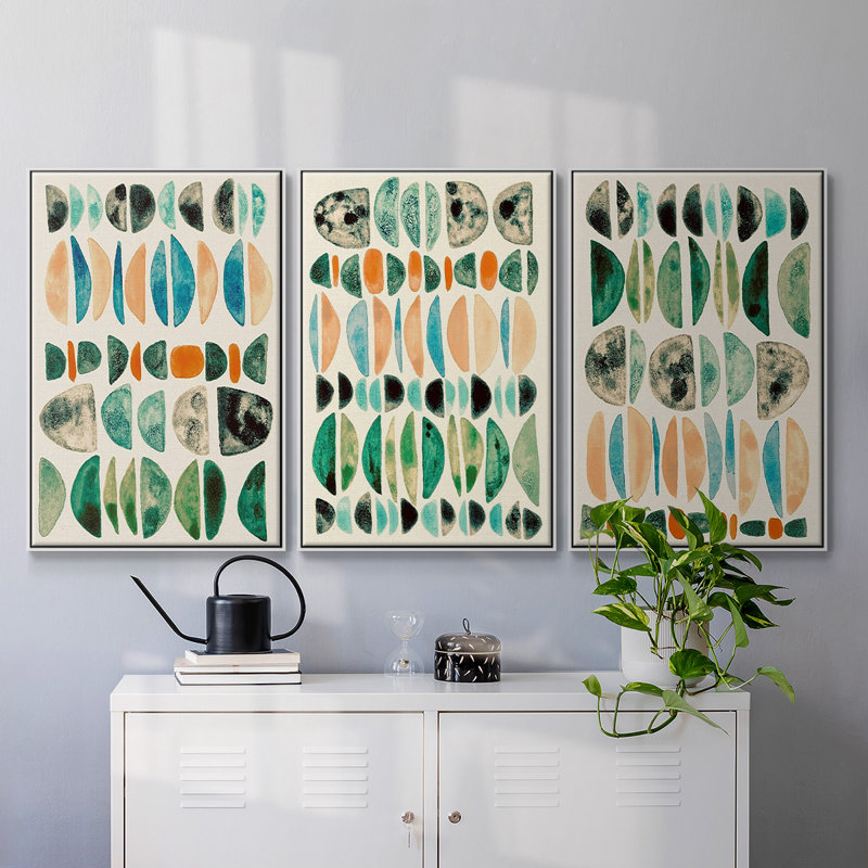 Semi Stack I - Ensemble de 3 reproductions encadrées sur toile, H 40 po x l 90 po x P 2 po, Blanc